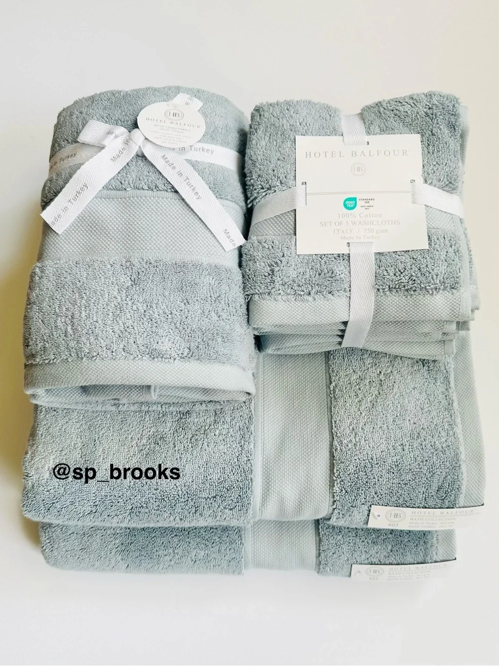 🎁Hotel Balfour Bath Towel Set - Light Blue Chambray - 9 PCS - 750 & 805 gsm
